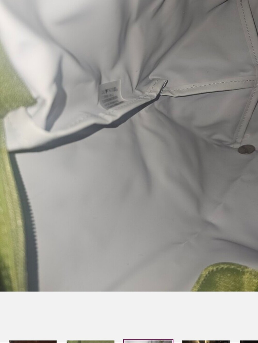 Longchamp Medium Olive Green Nylon Tote with Brown Trim - Picture 3 of 5